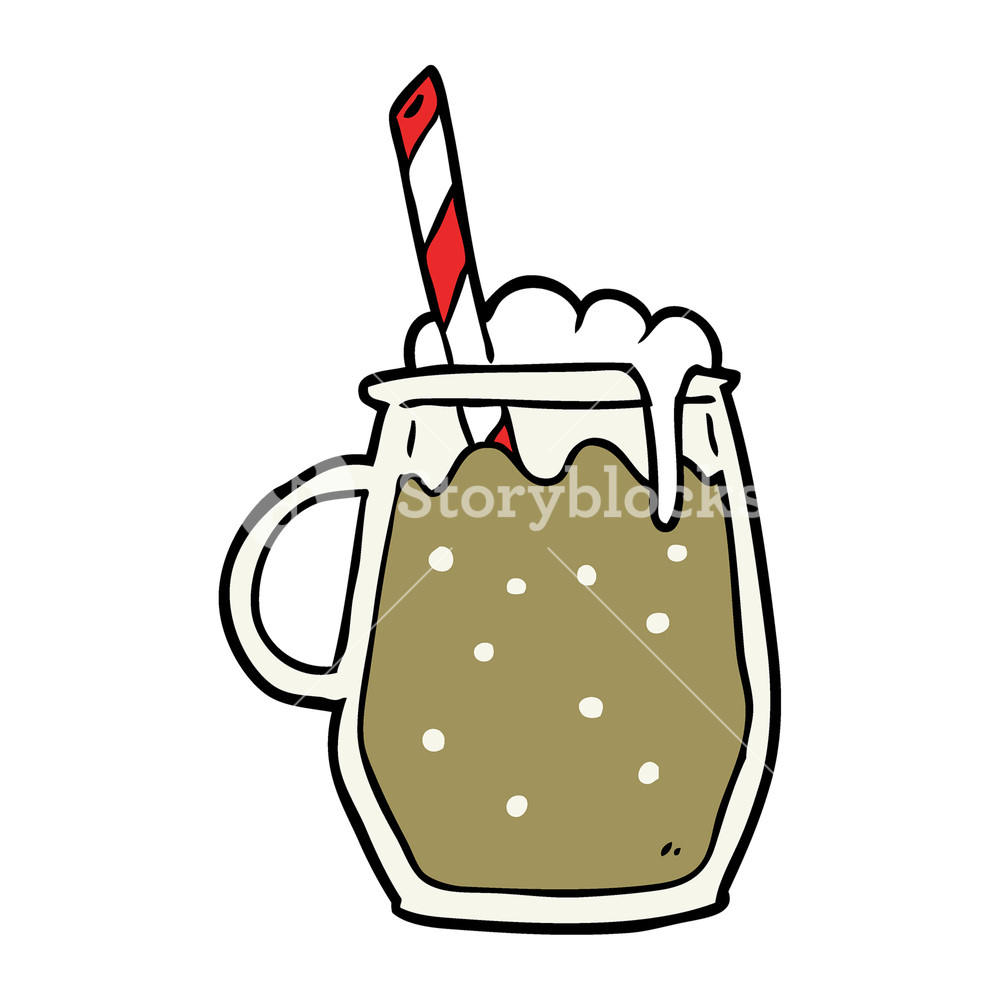 1000x1000 Cartoon Glass Of Root Beer With Straw Royalty Free Stock Image