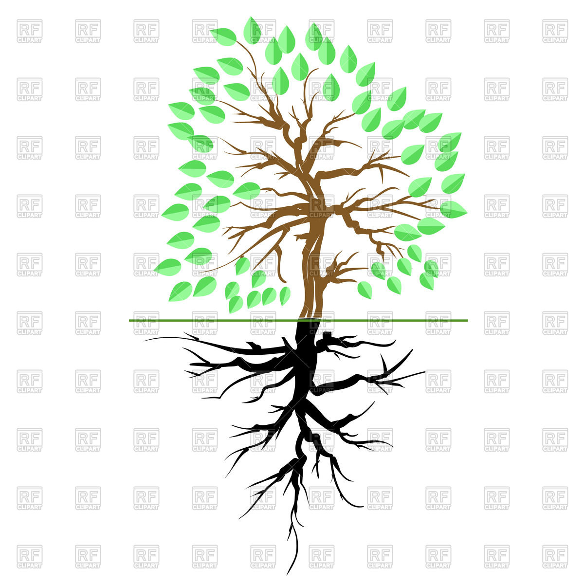 1200x1200 Green Tree With Root Royalty Free Vector Clip Art Image