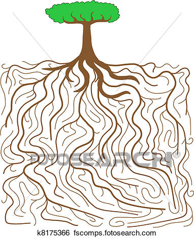 382x470 Clip Art Of Tree Root System K8175366