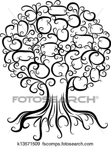 354x470 Clip Art Of Ornamental Tree With Roots For Your Design K13571509