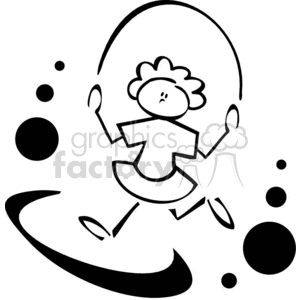 300x300 Royalty Free Black And White Outline Of A Little Girl Jumping Rope