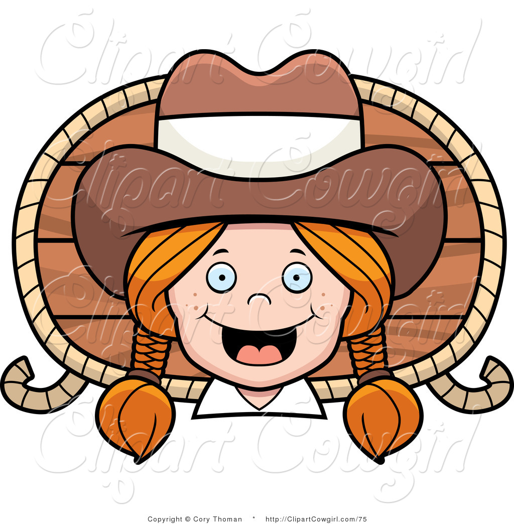 1024x1044 Clipart Of A Happy Red Headed Cowgirl With Braids Over A Wood
