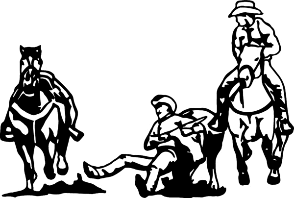 600x404 Outline Team Roping Clipart