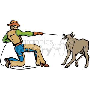 300x300 Royalty Free Calf Roping 374172 Vector Clip Art Image