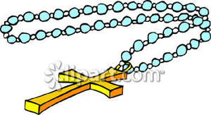300x163 Golden Cross On Blue Rosary Beads