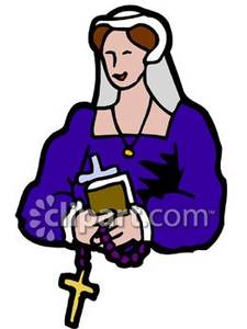 225x300 Midieval Woman Holding A Bible And Rosary Beads