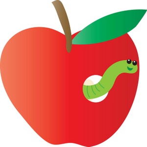 300x298 Wormy Apple Clipart Image