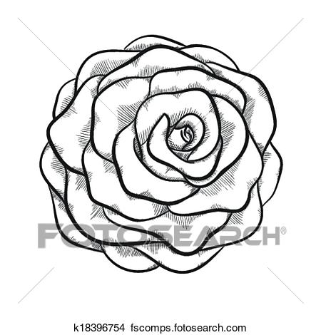 450x470 Clip Art Of White Rose Outline With Gray Spots On A Black