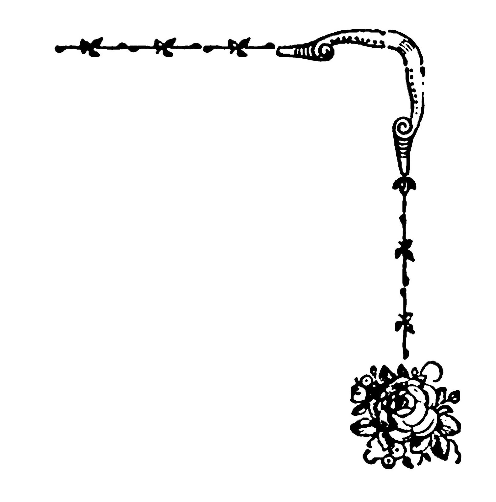 1580x1600 Digital Stamp Design Flourish Rose Border Corner Clip Art Digital