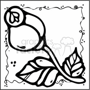 300x300 Royalty Free Black And White Cartoon Rose 151659 Vector Clip Art