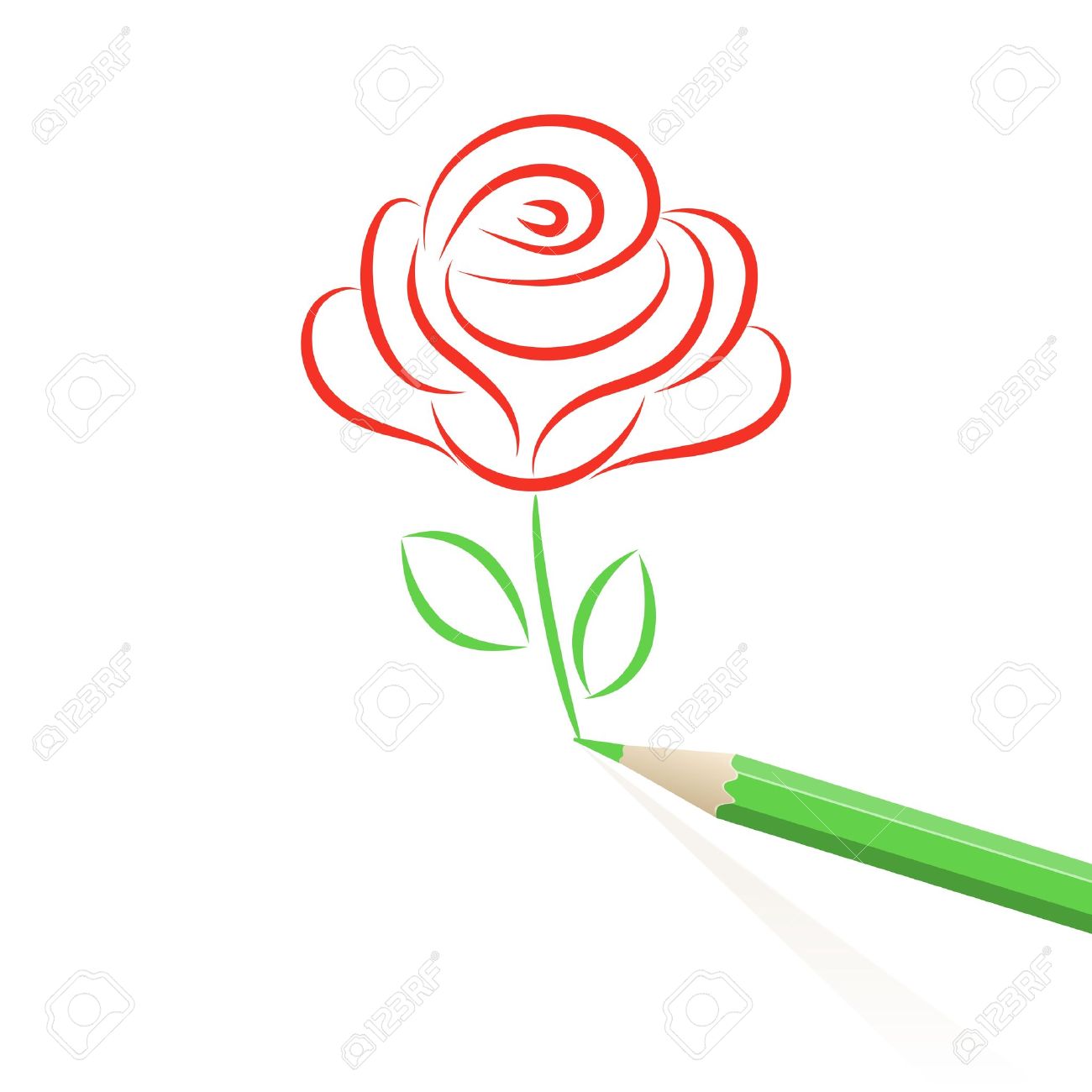 1300x1300 Rose Drawn In Pencil. Royalty Free Cliparts, Vectors, And Stock