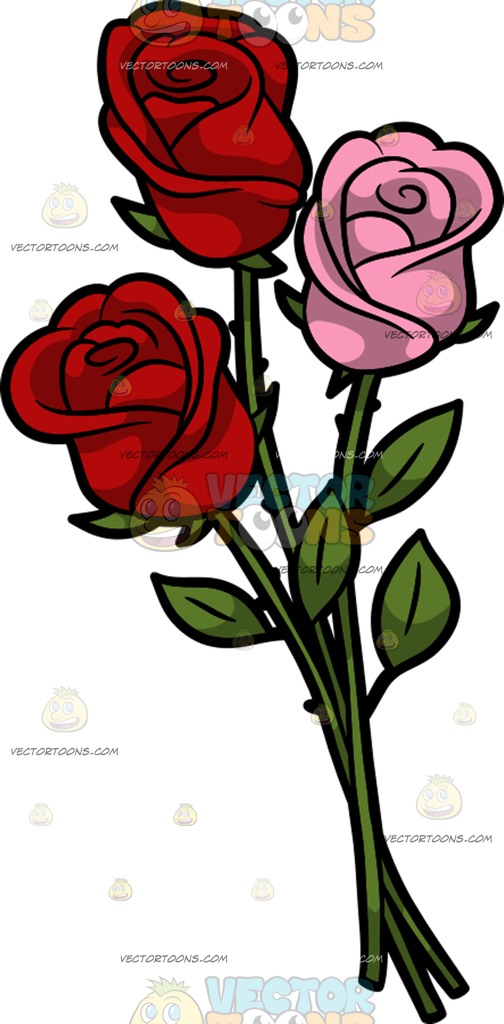 504x1024 Three Roses Cartoon Clipart