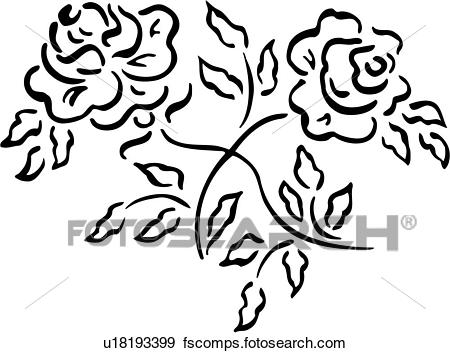 450x353 Clip Art Of , Bouquet, French, Ornaments, Rose, Simple, U18193399