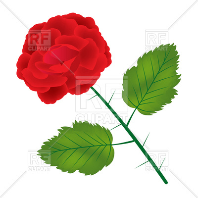 400x400 Red Rose With Leaves Royalty Free Vector Clip Art Image