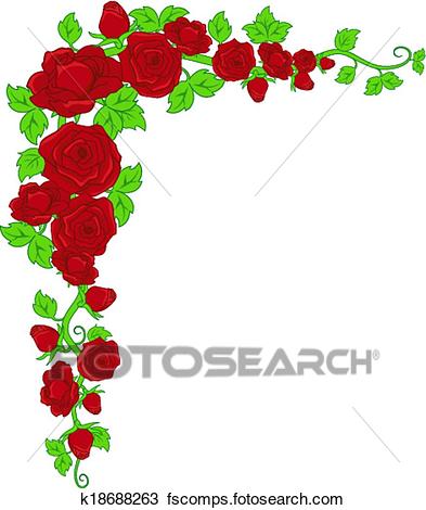 393x470 Clipart Of Rose Corner Border K18688263