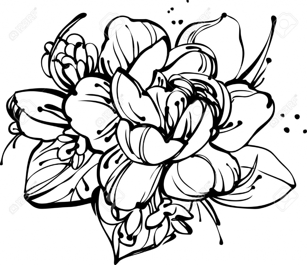 1024x883 Rose Flower Bunch Sketch Images Image A Small Bouquet Of Roses