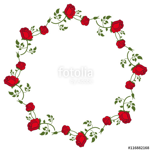 500x500 Round Frame With Red Roses. Vector Clip Art. Stock Image