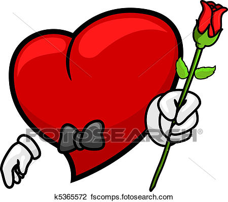 450x400 Clip Art Of Heart Giving A Rose K5365572