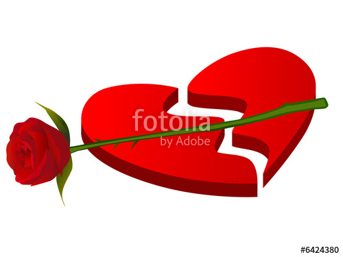 500x375 Illustration Of Broken Heart And Red Rose Stock Photo And Royalty