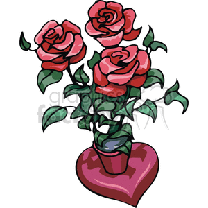 300x300 Royalty Free Rose Plant Sitting On A Heart. 145984 Vector Clip Art