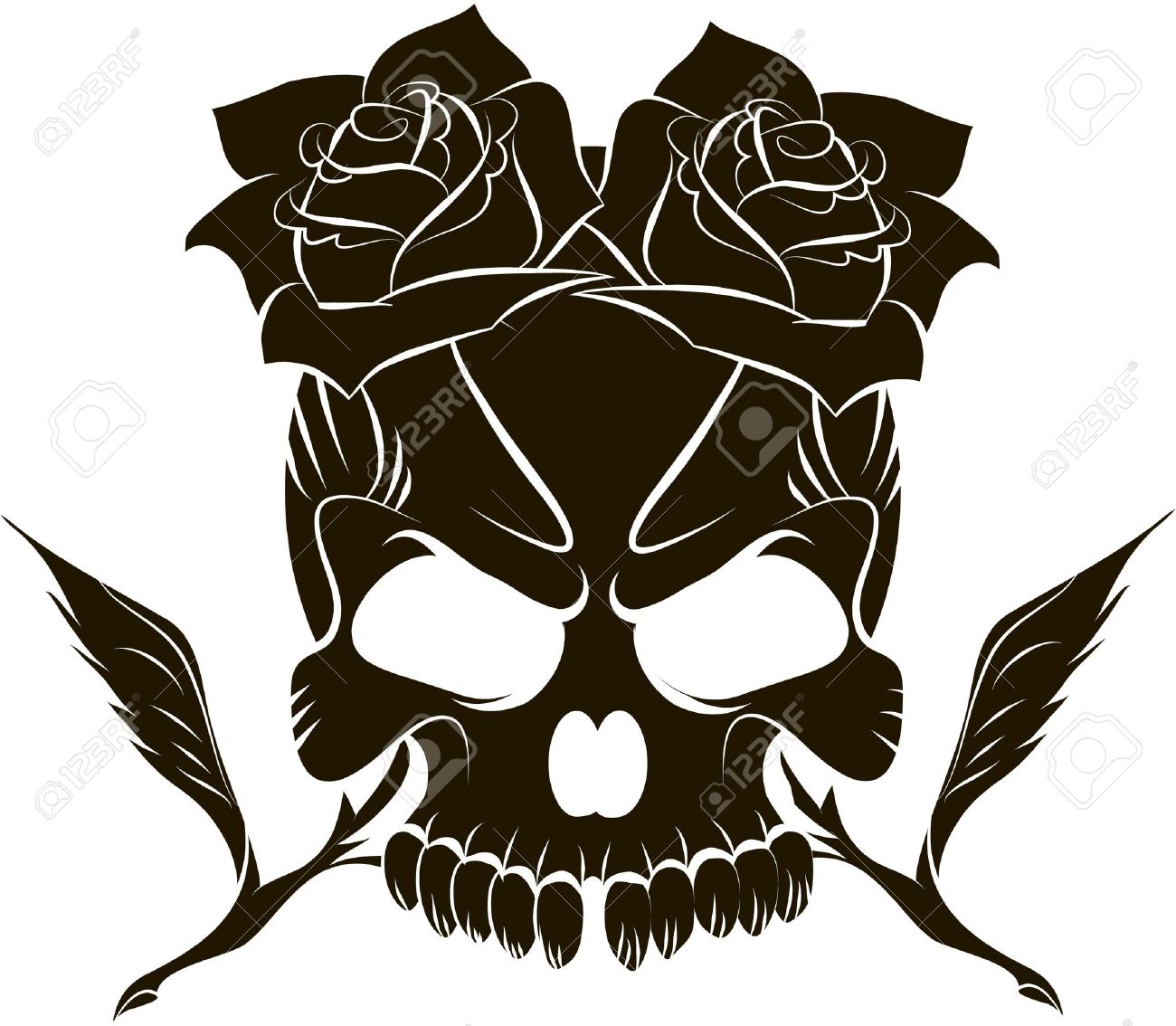 1300x1134 Skull Clipart Rose