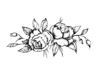 340x270 Rose Tattoo Outline Etsy