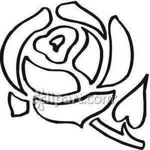 300x300 Outline Of A Blooming Rose Royalty Free Clipart Picture