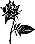 136x170 Clipart Of Silhouette Rose Flower K18878870