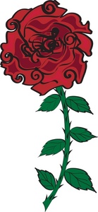 139x300 Red Rose Clipart Image