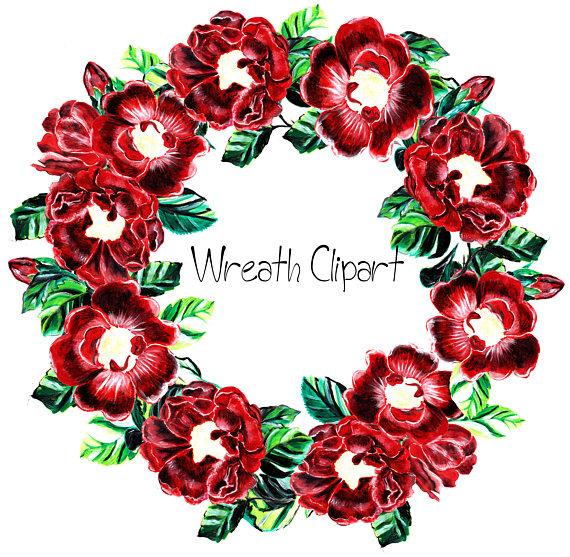 570x557 Red Flower Clipart Wreath
