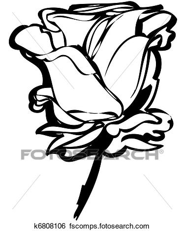 374x470 Clip Art Of Sketch Rosebud On A White Background K6808106