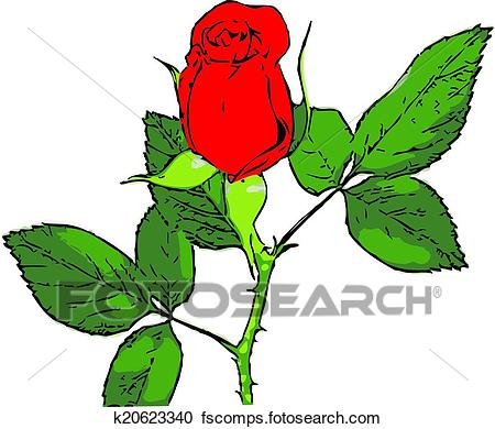 450x390 Clipart Of Red Rosebud K20623340