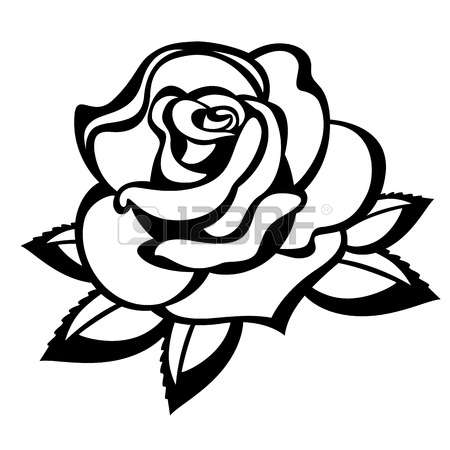 450x450 Black And White Rose Bud Clip Art