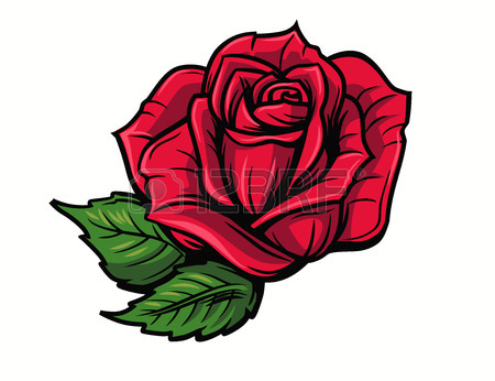 450x346 Red Rose Cartoon Style On White Background Royalty Free Cliparts