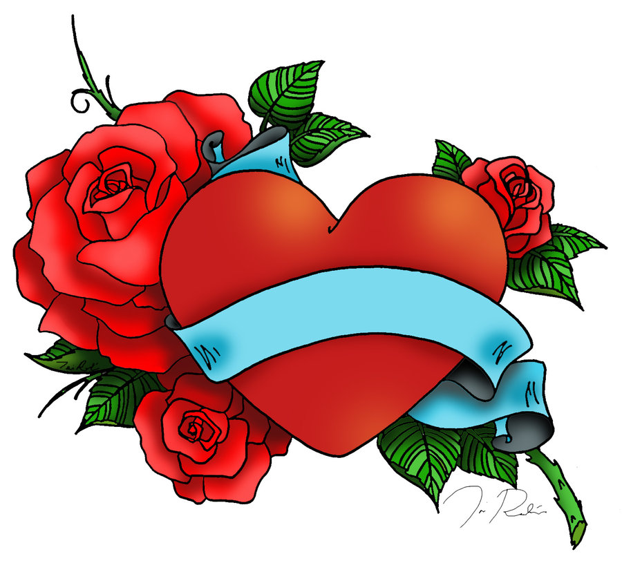 900x828 Heart And Roses Tattoo Drawings Heart And Rose Tattoo By