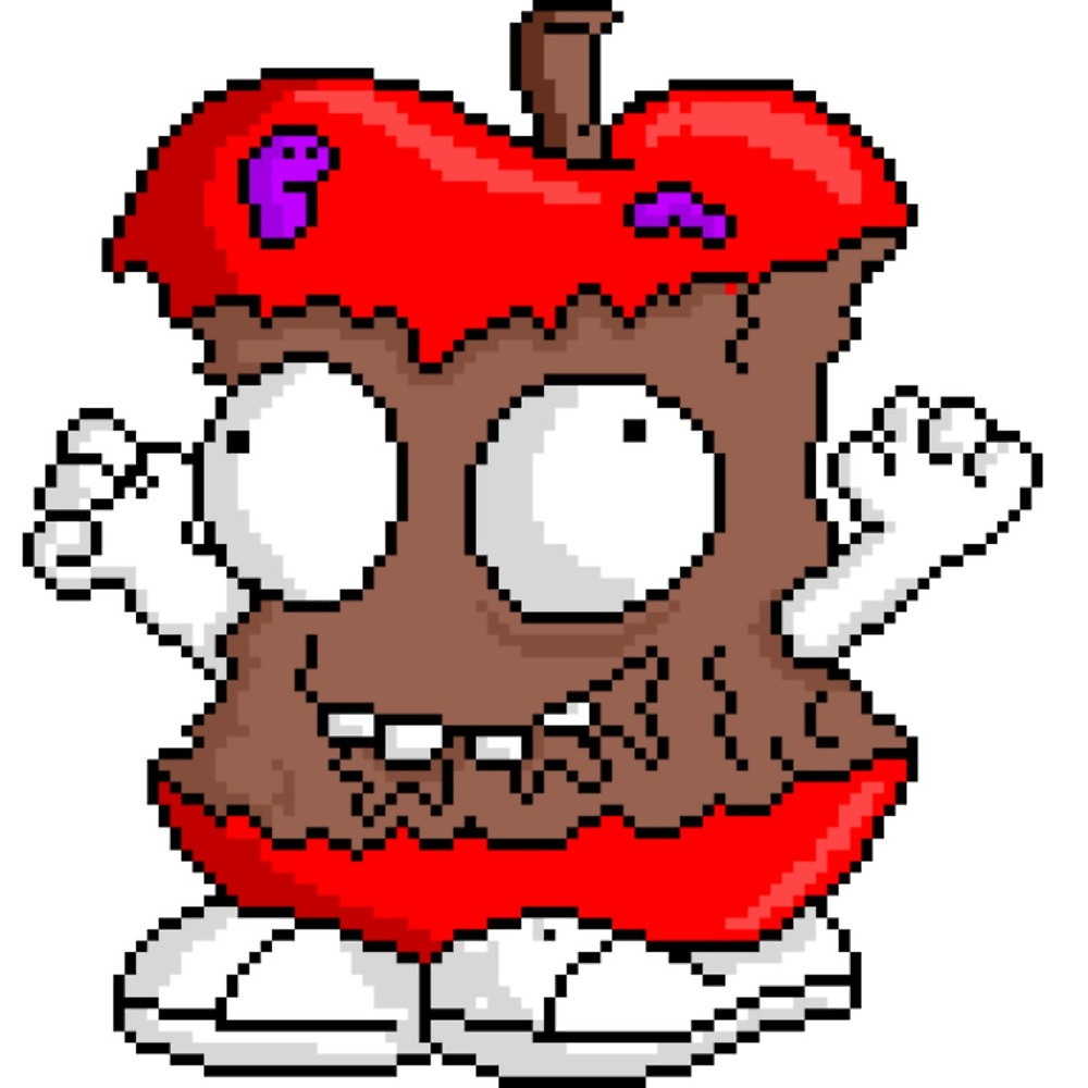 1000x1000 Trash Pack Character Rotten Apple Pixel Art By Chasersgaming
