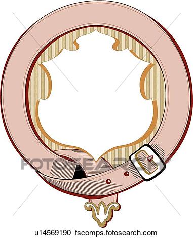 381x470 Clipart Of Pink Round Belt Frame U14569190