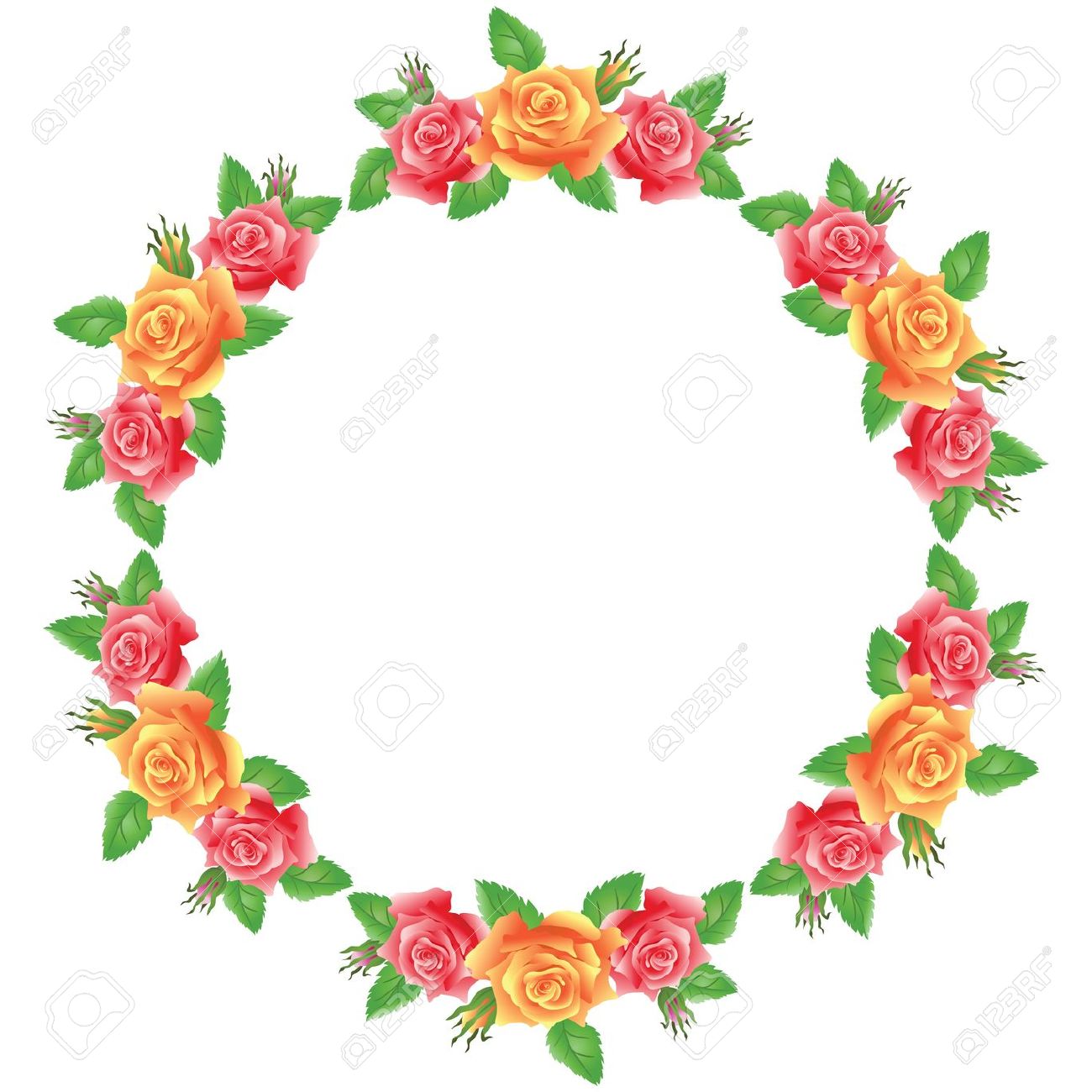 1300x1300 Floral Clipart Round Flower Frame
