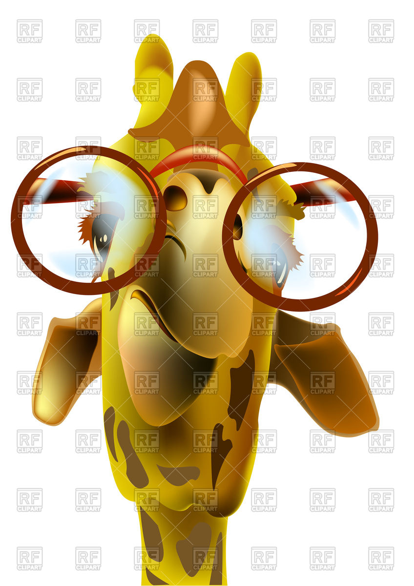848x1200 Funny Giraffe In Round Glasses Royalty Free Vector Clip Art Image