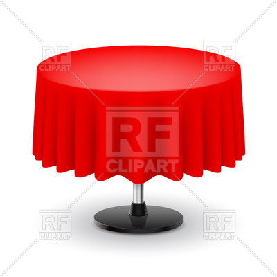 400x400 Classic Round Table With Red Tablecloth Royalty Free Vector Clip
