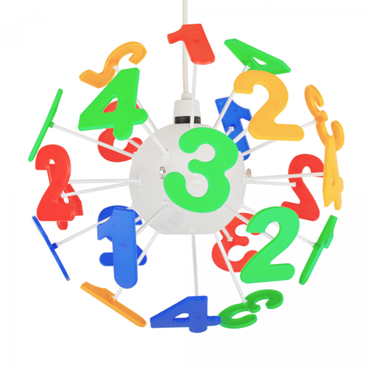 1200x1200 Children's Multi Coloured Round Numbers Ceiling Pendant Plastic