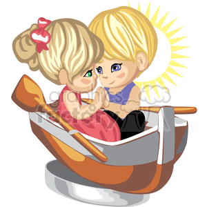 300x300 Royalty Free Small Couple In A Row Boat 376176 Vector Clip Art