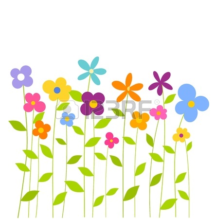 442x450 Row Of Multicolor Tulip Flowers. Vector Illustration Royalty Free