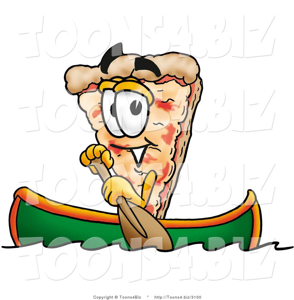 1024x1044 Illustration Of A Cartoon Cheese Pizza Mascot Rowing A Boat By