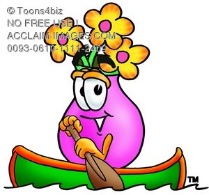 300x280 Illustration Of A Flower Cartoon Character Rowing A Boat