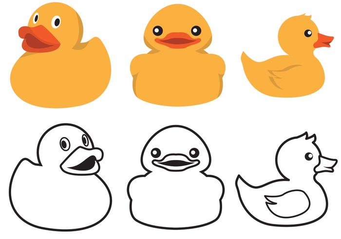 700x490 Rubber Duck Color And Outline Vector