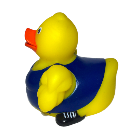500x500 Muscle Builder Rubber Duck Has Bulging Muscle Arms And Blue Tank