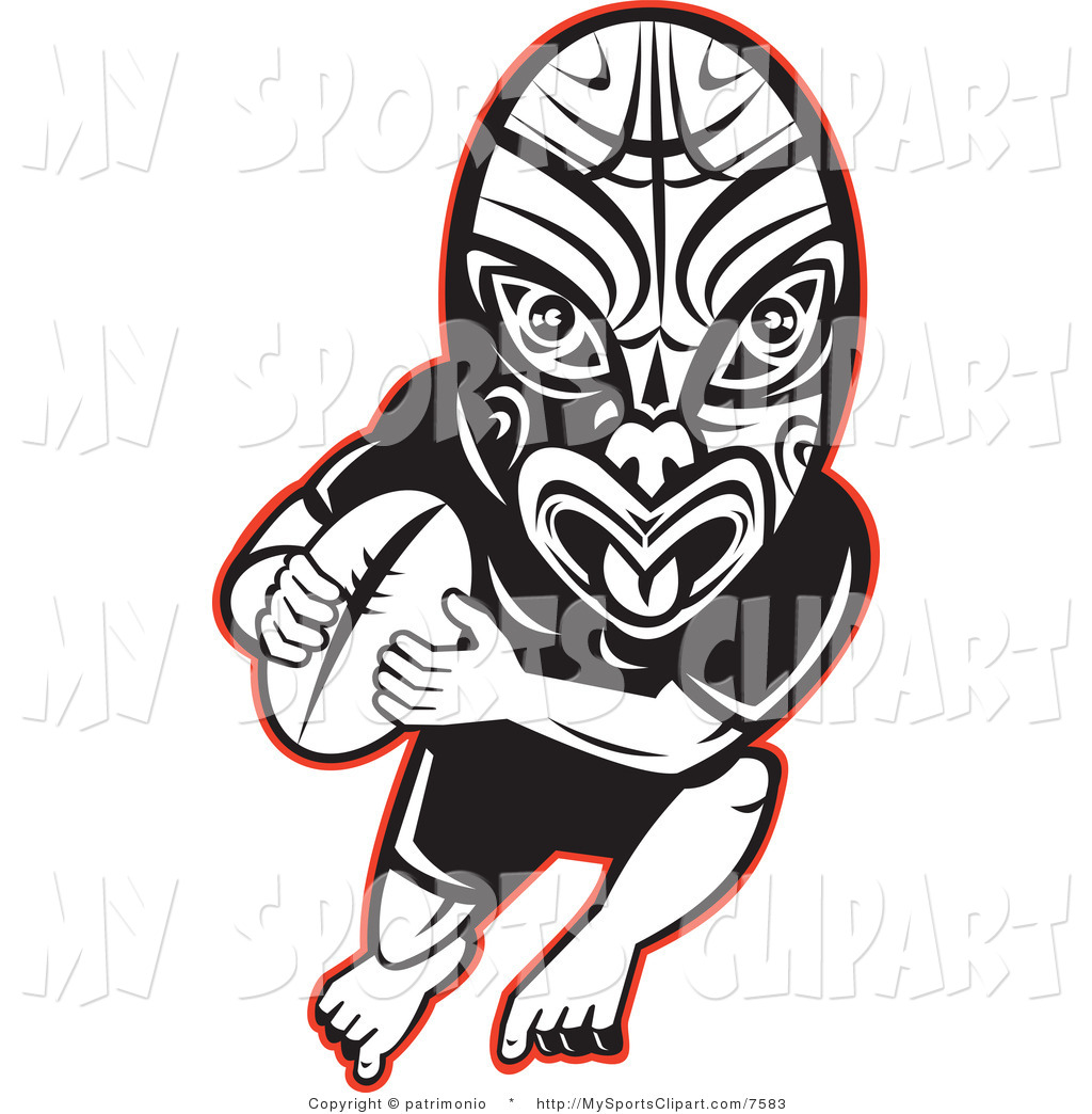 1024x1044 Sports Clip Art Of A Black And White Ruby Player Wearing A Maori
