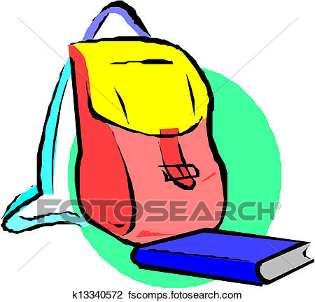 450x432 Clipart Of School Backpack And Book. Cartoon K13340572