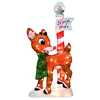 350x350 Product Works 8 Inch Pre Lit Rudolph The Red Nosed